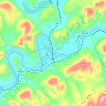 Mapa topográfico Carbo, altitud, relieve
