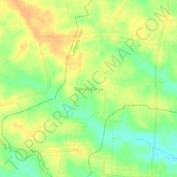 Mapa topográfico Ngesti Karya, altitud, relieve