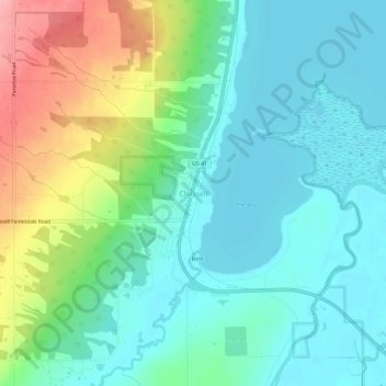 Mapa topográfico Chassell, altitud, relieve
