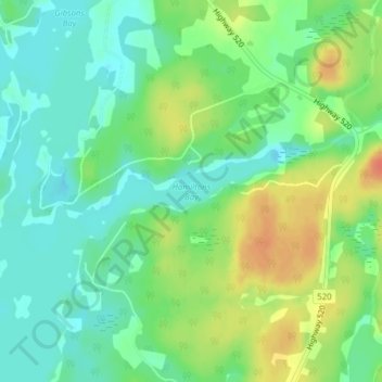 Mapa topográfico Hamiltons Bay, altitud, relieve