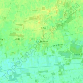 Mapa topográfico Hausstette, altitud, relieve