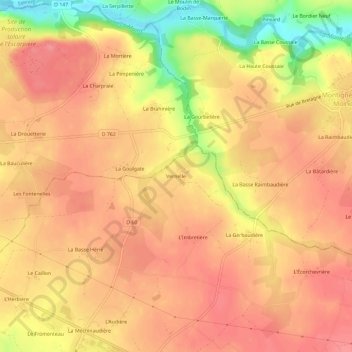 Mapa topográfico Vernelle, altitud, relieve
