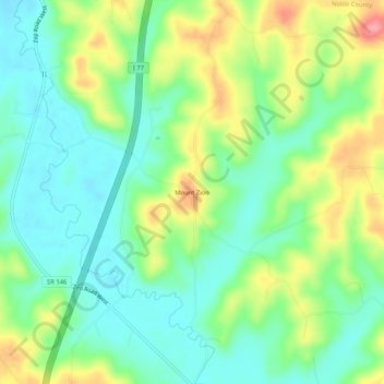 Mapa topográfico Mount Zion, altitud, relieve