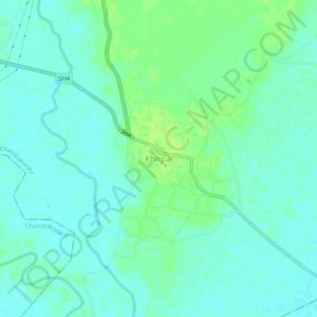 Mapa topográfico Khirpai, altitud, relieve