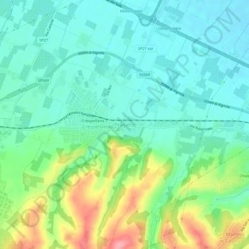 Mapa topográfico Pragatto, altitud, relieve
