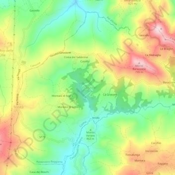Mapa topográfico Pianzo, altitud, relieve