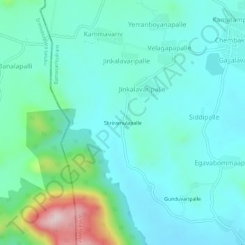 Mapa topográfico Shriramulapalle, altitud, relieve