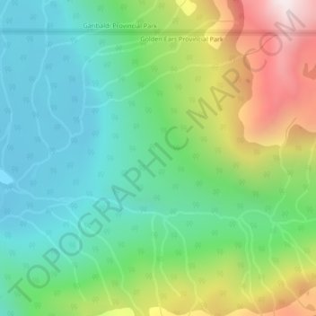 Mapa topográfico Golden Ears Park, altitud, relieve