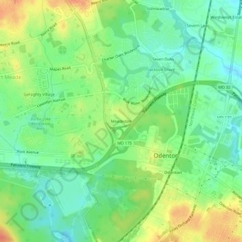 Mapa topográfico Meadedale, altitud, relieve