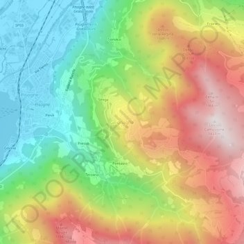 Mapa topográfico Grignaghe, altitud, relieve