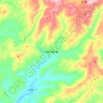 Mapa topográfico 锡矿山街道, altitud, relieve