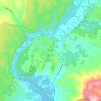 Mapa topográfico Chazotte, altitud, relieve