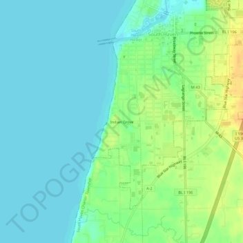 Mapa topográfico Indian Grove, altitud, relieve