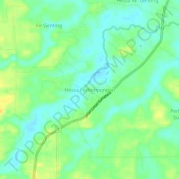 Mapa topográfico Hessa Perlompongan, altitud, relieve
