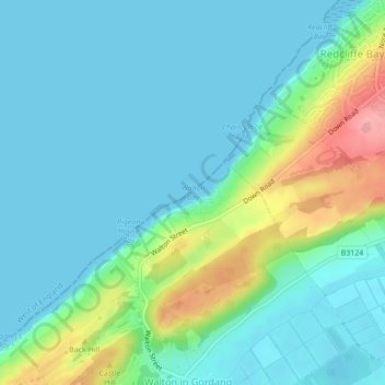 Mapa topográfico Walton Bay, altitud, relieve