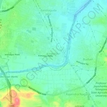 Mapa topográfico Kismatpur, altitud, relieve