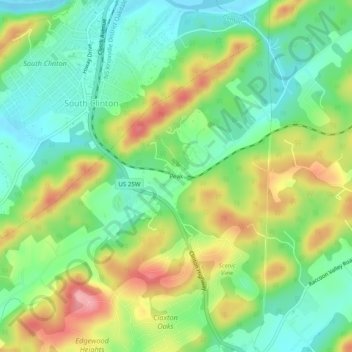 Mapa topográfico Peak, altitud, relieve