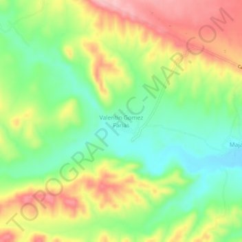 Mapa topográfico Valentin Gomez Farias, altitud, relieve