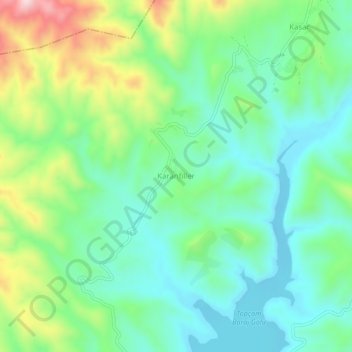 Mapa topográfico Karanfiller, altitud, relieve