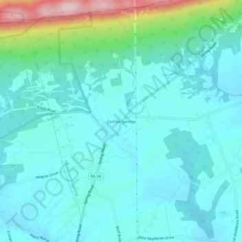 Mapa topográfico Carlisle Springs, altitud, relieve