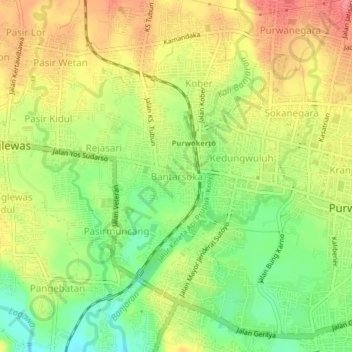 Mapa topográfico Bantarsoka, altitud, relieve