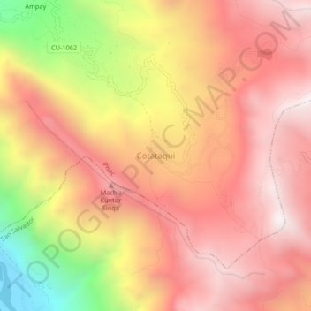 Mapa topográfico Cotataqui, altitud, relieve