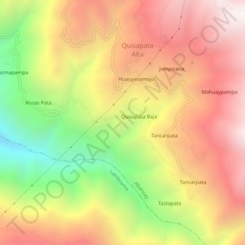 Mapa topográfico Chontay, altitud, relieve