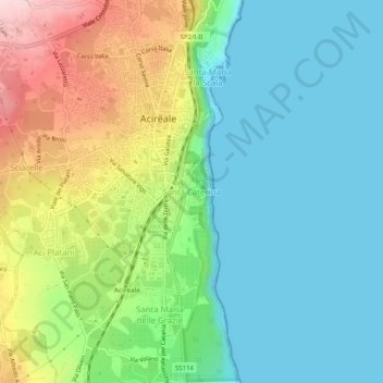 Mapa topográfico Santa Caterina, altitud, relieve