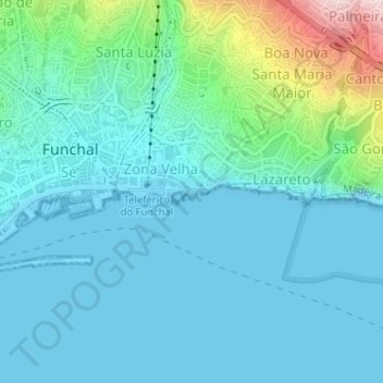 Mapa topográfico Forte de São Tiago, altitud, relieve