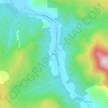 Mapa topográfico Dorena, altitud, relieve