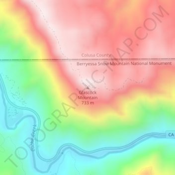 Mapa topográfico Glascock Mountain, altitud, relieve