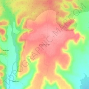 Mapa topográfico Degma Bk, altitud, relieve