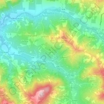 Mapa topográfico Casa Perotti, altitud, relieve