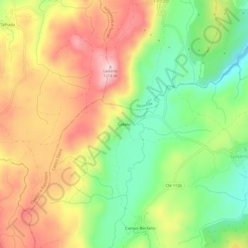 Mapa topográfico Cotelo, altitud, relieve