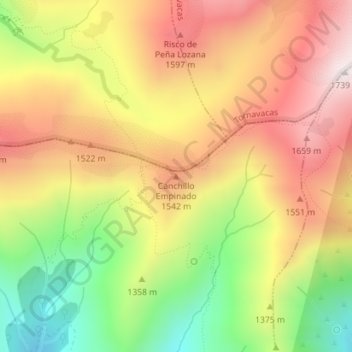 Mapa topográfico Canchillo Empinado, altitud, relieve