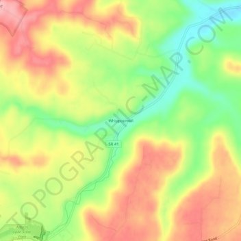 Mapa topográfico Whippoorwill, altitud, relieve