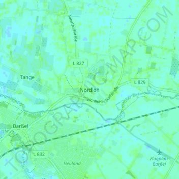 Mapa topográfico Nordloh, altitud, relieve