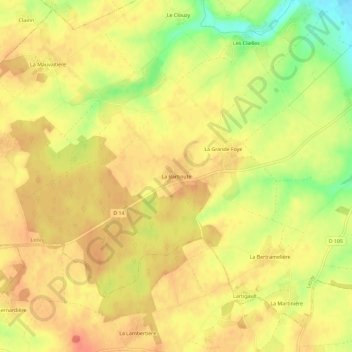 Mapa topográfico La Barboute, altitud, relieve