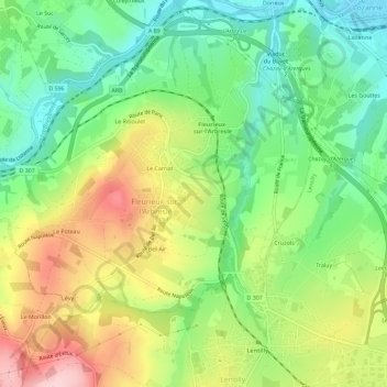 Mapa topográfico La Roche, altitud, relieve