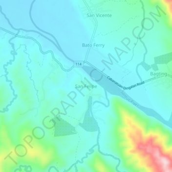 Mapa topográfico San Felipe, altitud, relieve
