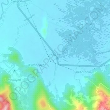 Mapa topográfico Poniente, altitud, relieve