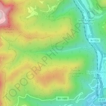 Mapa topográfico Sot del Bac, altitud, relieve