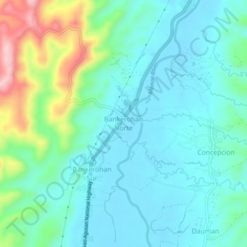 Mapa topográfico Bankerohan Norte, altitud, relieve