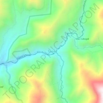 Mapa topográfico Toche, altitud, relieve