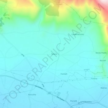 Mapa topográfico Tufano, altitud, relieve