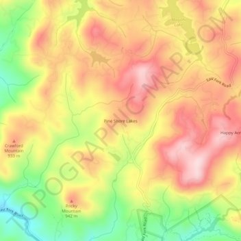 Mapa topográfico Pine Shore Lakes, altitud, relieve