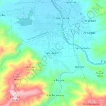 Mapa topográfico San Lorenzo, altitud, relieve