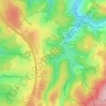 Mapa topográfico Hülseberg, altitud, relieve