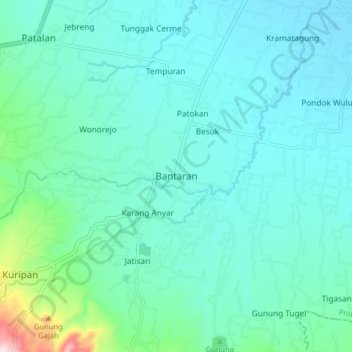 Mapa topográfico Bantaran, altitud, relieve