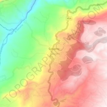 Mapa topográfico Socorro, altitud, relieve